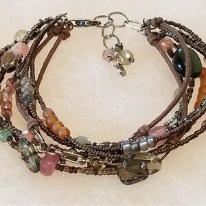 Silpada Sterling Silver, Chalcedony, Smoky Quartz & Glass Bracelet.  B2090